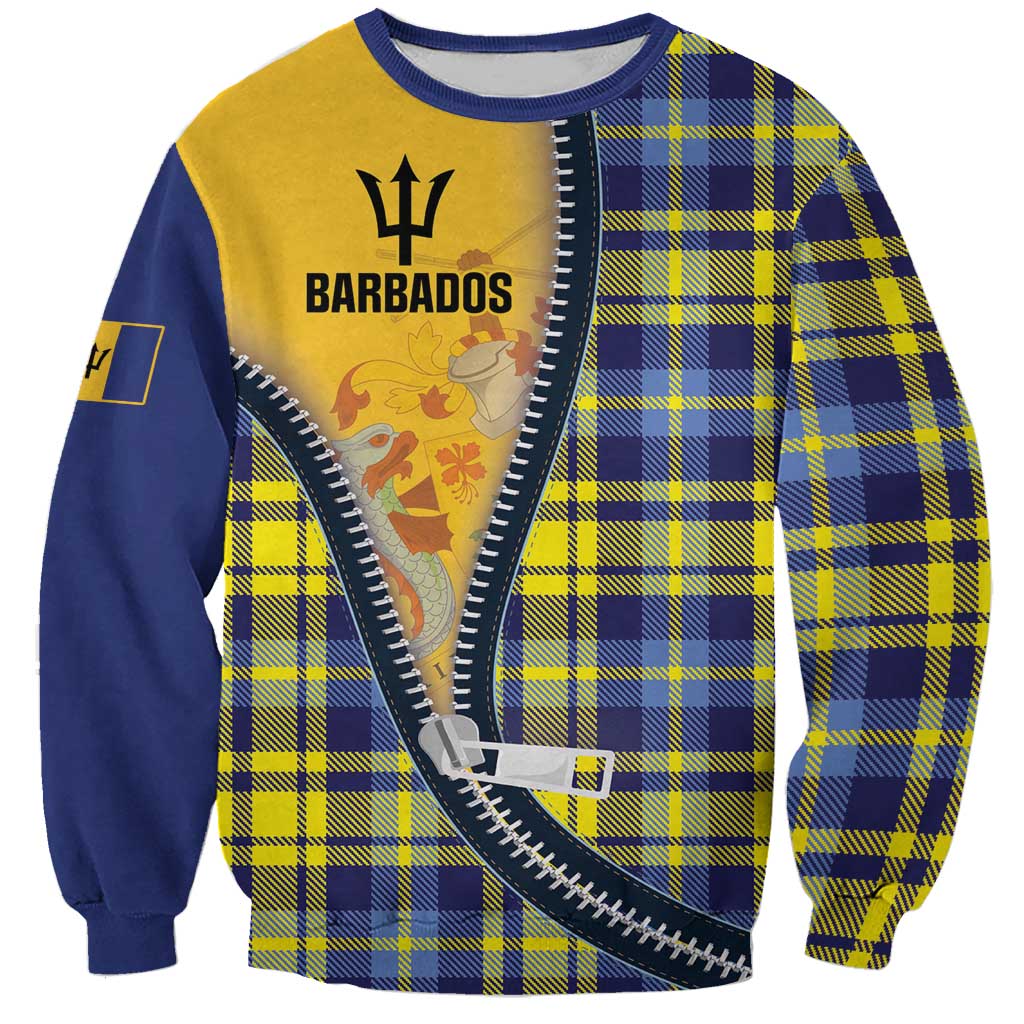 Barbados Celtic Festival Sweatshirt Yellow Blue Tartan Zipper Stylized
