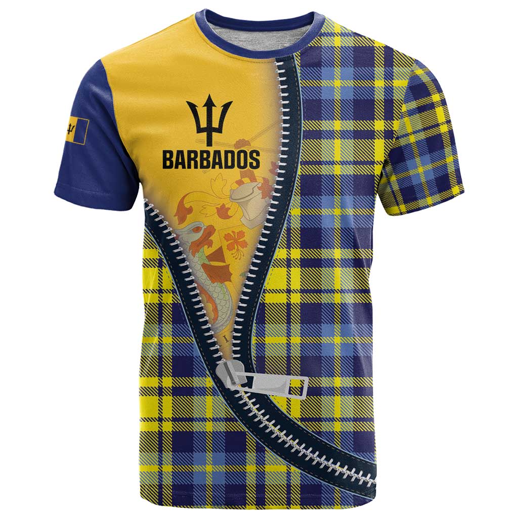 Barbados Celtic Festival T Shirt Yellow Blue Tartan Zipper Stylized