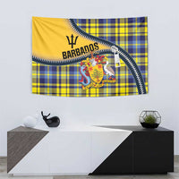 Barbados Celtic Festival Tapestry Yellow Blue Tartan Zipper Stylized
