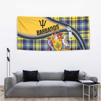Barbados Celtic Festival Tapestry Yellow Blue Tartan Zipper Stylized