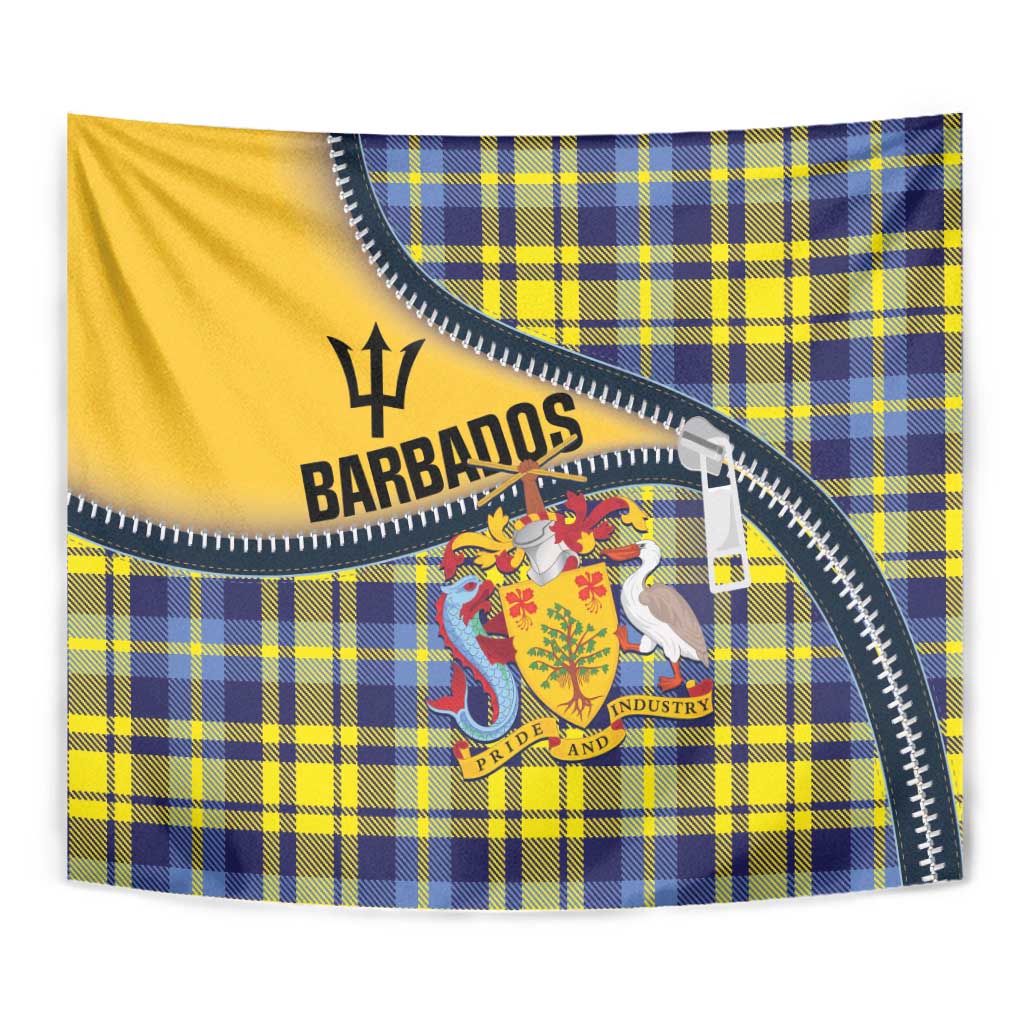 Barbados Celtic Festival Tapestry Yellow Blue Tartan Zipper Stylized