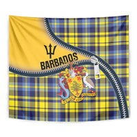 Barbados Celtic Festival Tapestry Yellow Blue Tartan Zipper Stylized