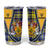 Barbados Celtic Festival Tumbler Cup Yellow Blue Tartan Zipper Stylized