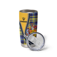 Barbados Celtic Festival Tumbler Cup Yellow Blue Tartan Zipper Stylized