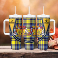 Barbados Celtic Festival Tumbler With Handle Yellow Blue Tartan Zipper Stylized