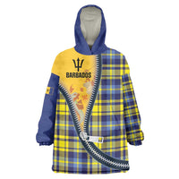 Barbados Celtic Festival Wearable Blanket Hoodie Yellow Blue Tartan Zipper Stylized