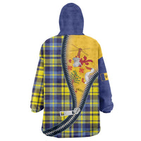 Barbados Celtic Festival Wearable Blanket Hoodie Yellow Blue Tartan Zipper Stylized