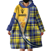 Barbados Celtic Festival Wearable Blanket Hoodie Yellow Blue Tartan Zipper Stylized
