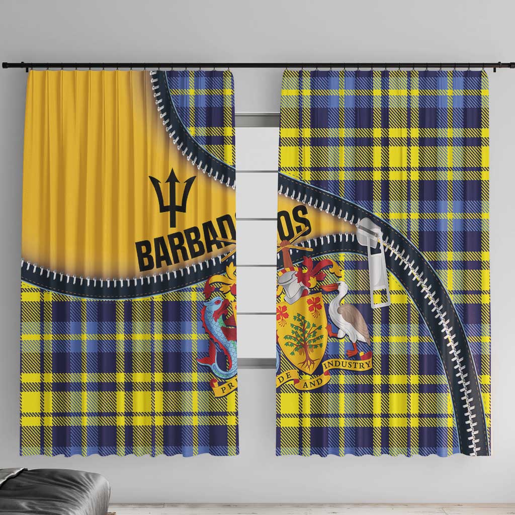 Barbados Celtic Festival Window Curtain Yellow Blue Tartan Zipper Stylized