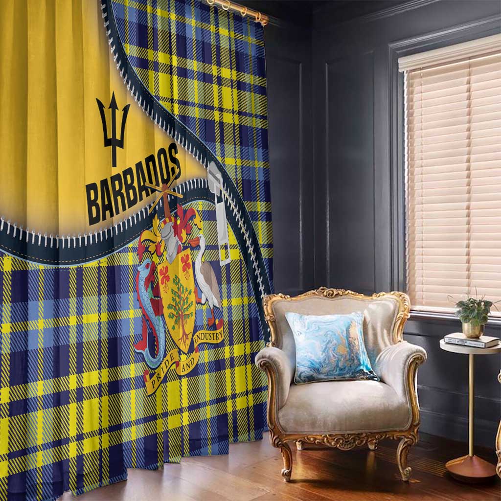 Barbados Celtic Festival Window Curtain Yellow Blue Tartan Zipper Stylized