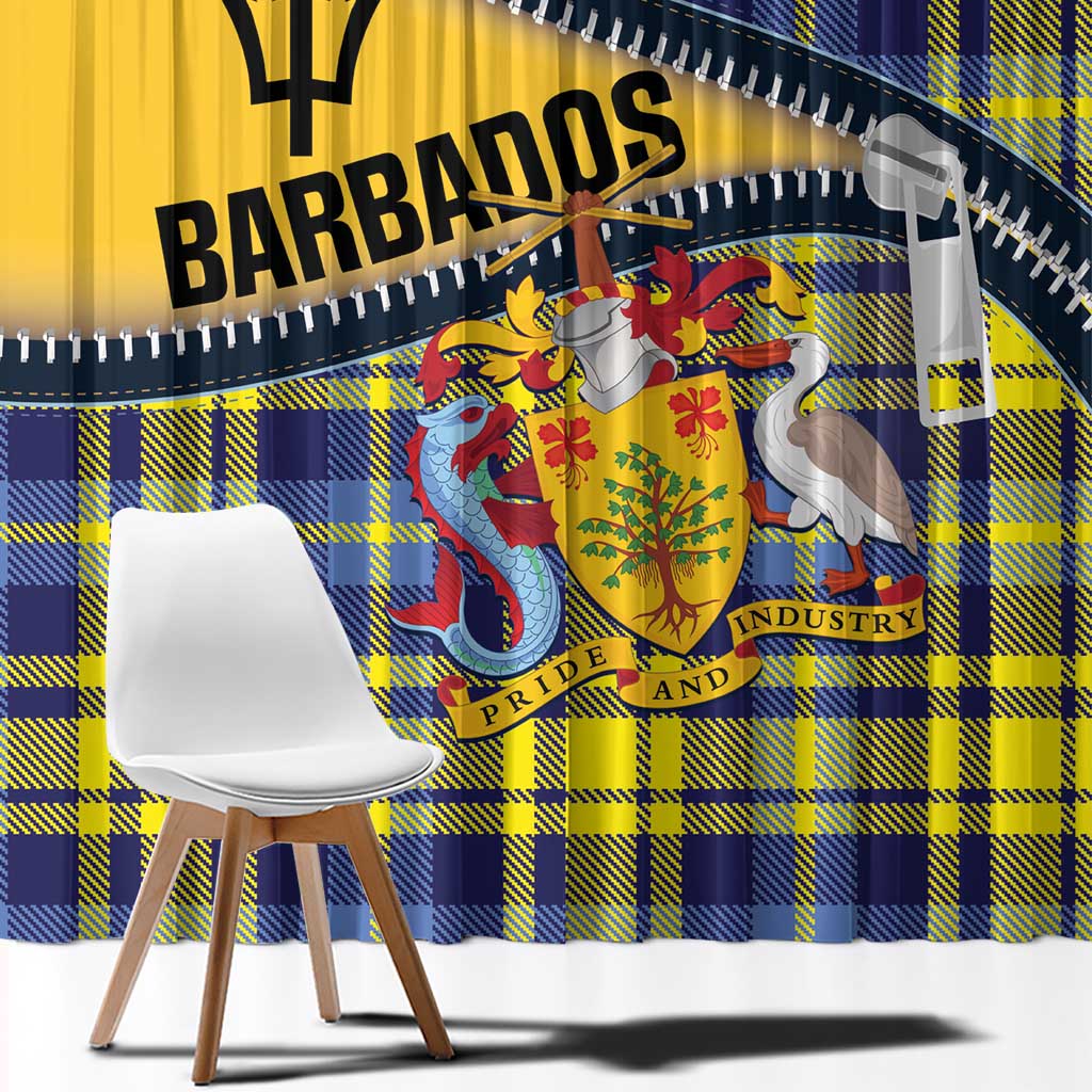 Barbados Celtic Festival Window Curtain Yellow Blue Tartan Zipper Stylized