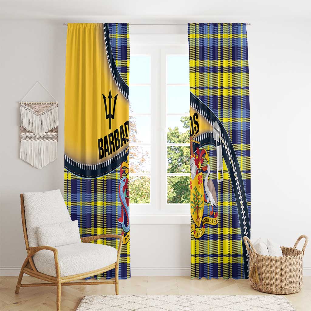 Barbados Celtic Festival Window Curtain Yellow Blue Tartan Zipper Stylized
