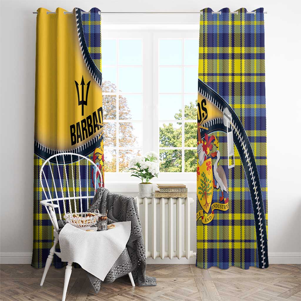 Barbados Celtic Festival Window Curtain Yellow Blue Tartan Zipper Stylized