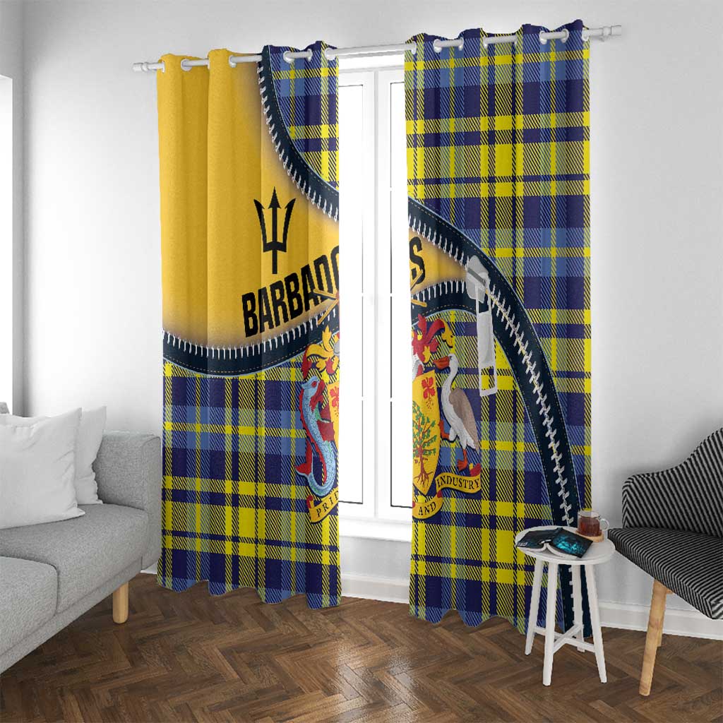 Barbados Celtic Festival Window Curtain Yellow Blue Tartan Zipper Stylized