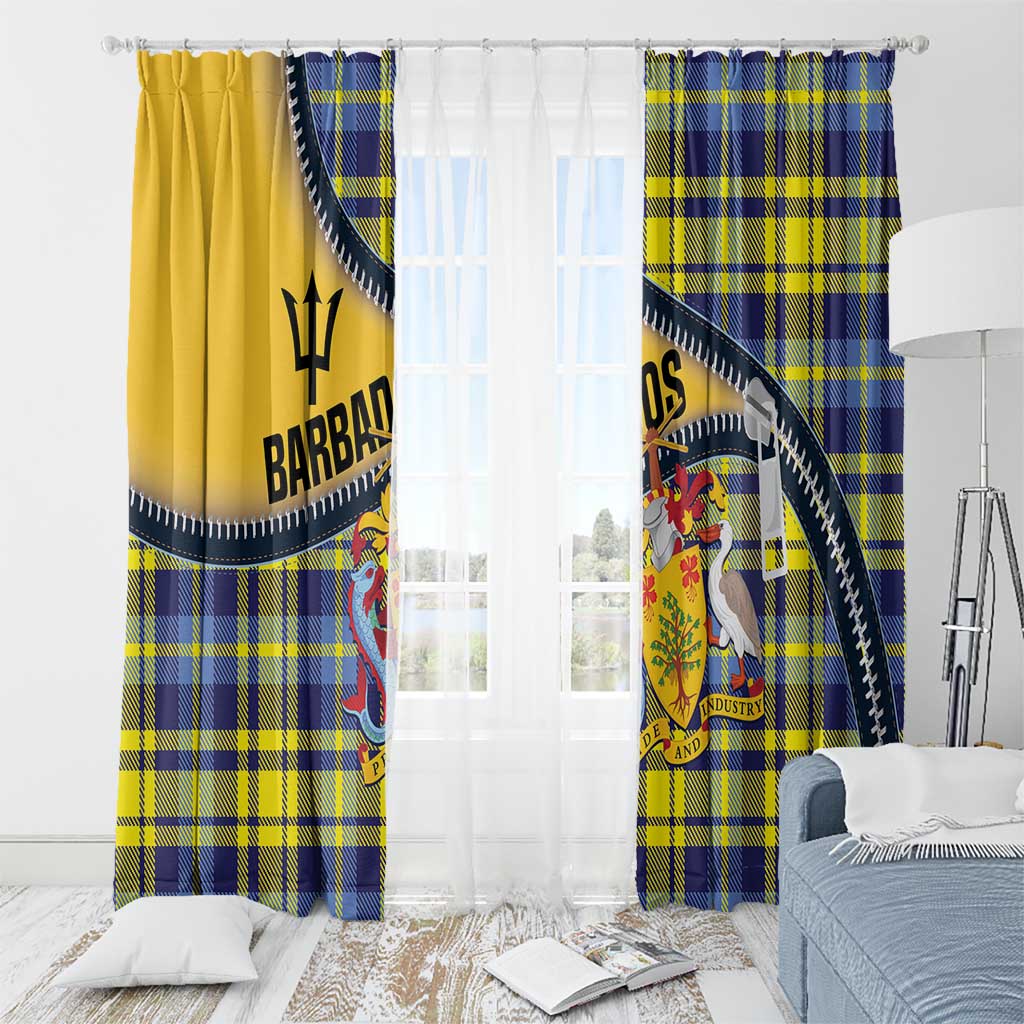 Barbados Celtic Festival Window Curtain Yellow Blue Tartan Zipper Stylized