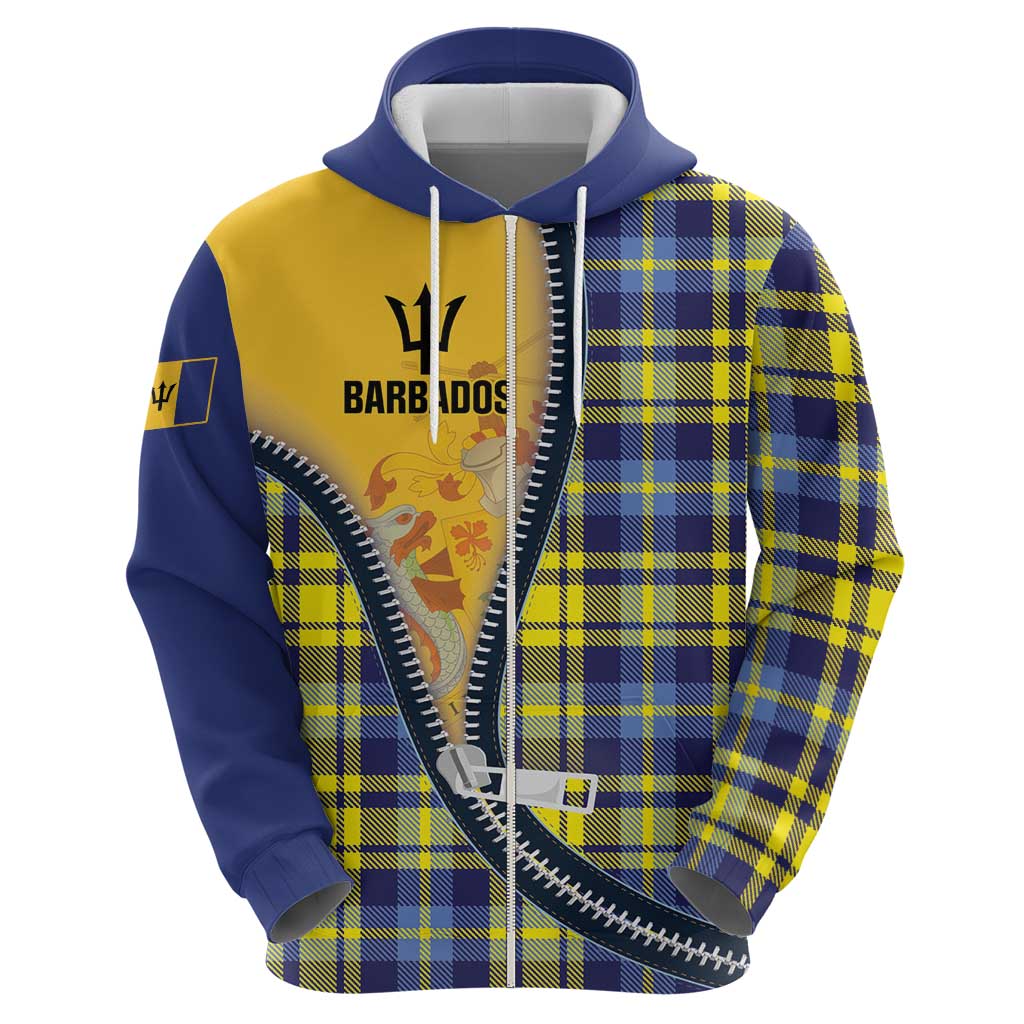 Barbados Celtic Festival Zip Hoodie Yellow Blue Tartan Zipper Stylized