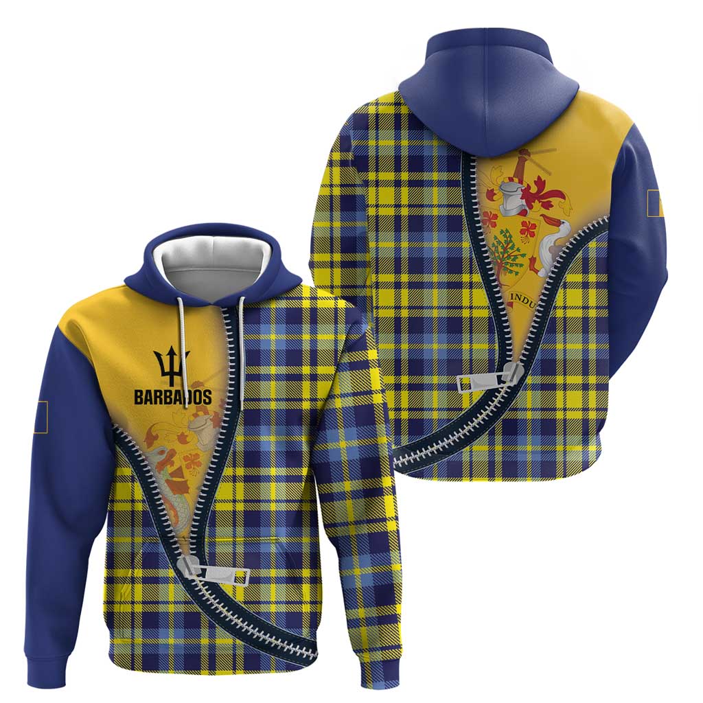 Barbados Celtic Festival Zip Hoodie Yellow Blue Tartan Zipper Stylized