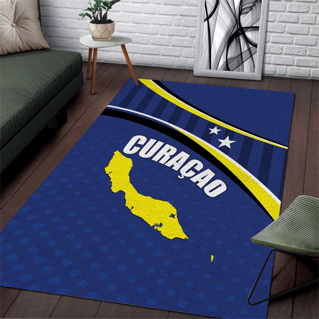Curacao Flag Day Area Rug Korsou Map Simple Style