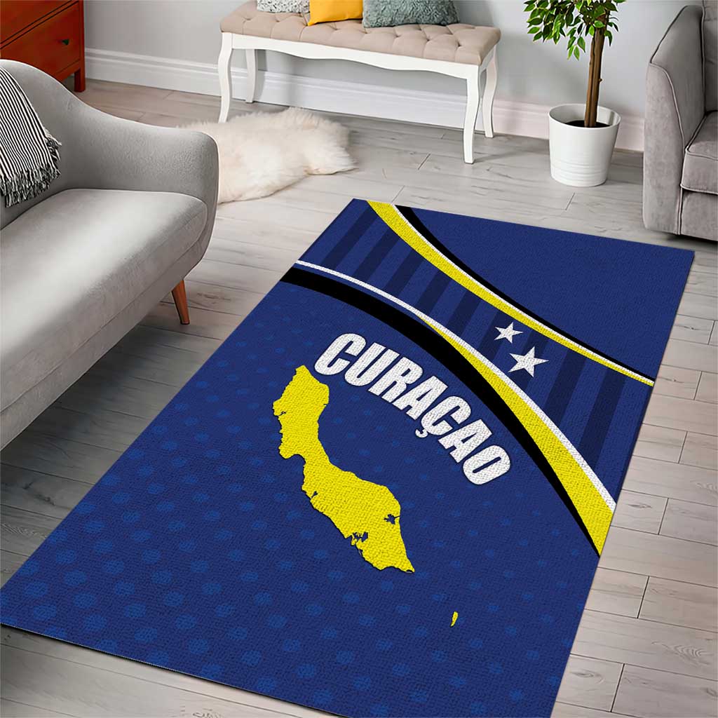 Curacao Flag Day Area Rug Korsou Map Simple Style