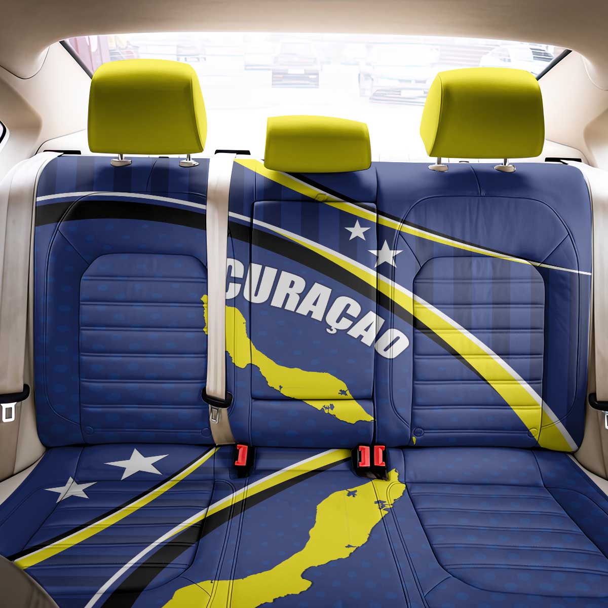 Curacao Flag Day Back Car Seat Cover Korsou Map Simple Style