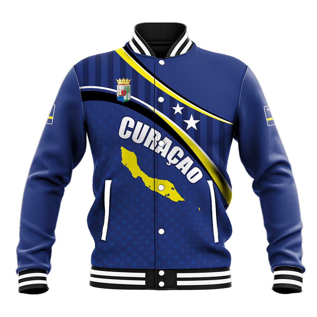 Curacao Flag Day Baseball Jacket Korsou Map Simple Style
