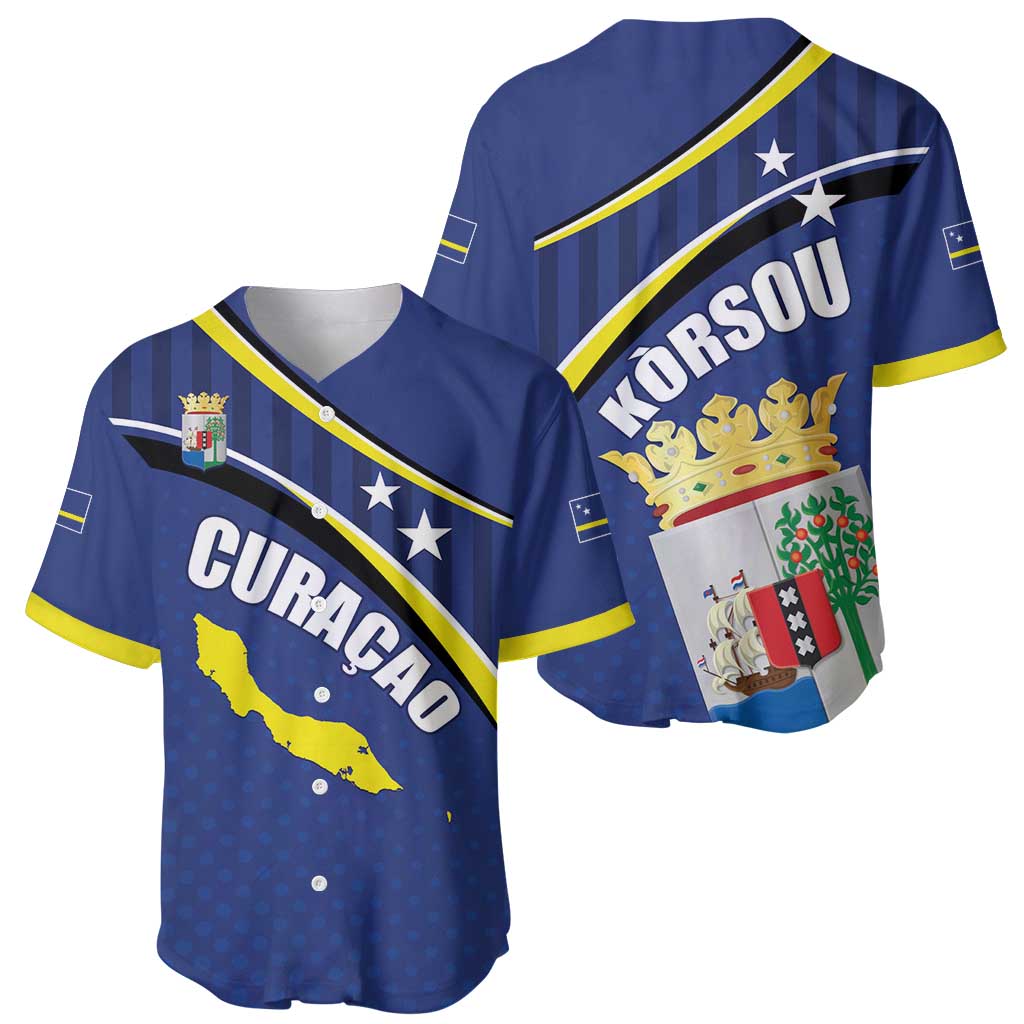 Curacao Flag Day Baseball Jersey Korsou Map Simple Style