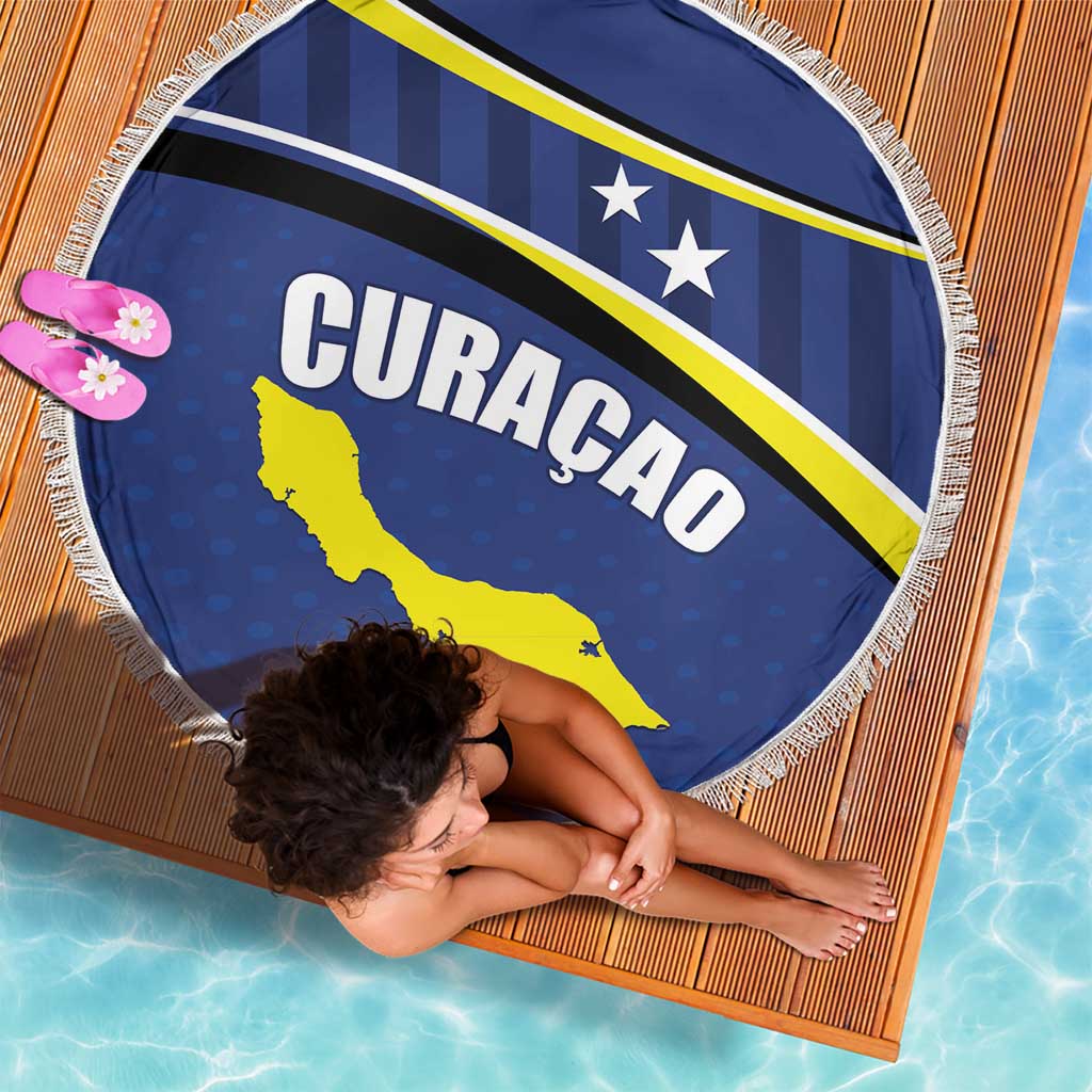 Curacao Flag Day Beach Blanket Korsou Map Simple Style