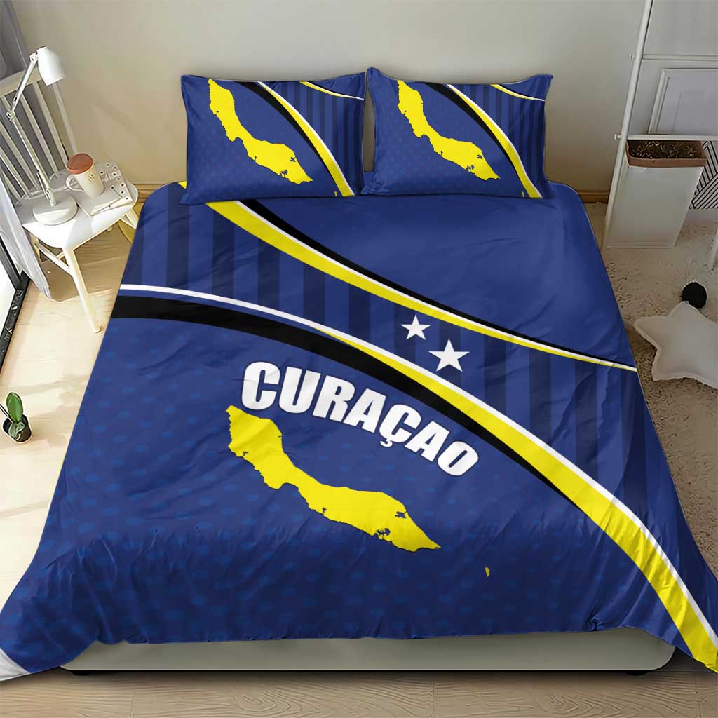 Curacao Flag Day Bedding Set Korsou Map Simple Style