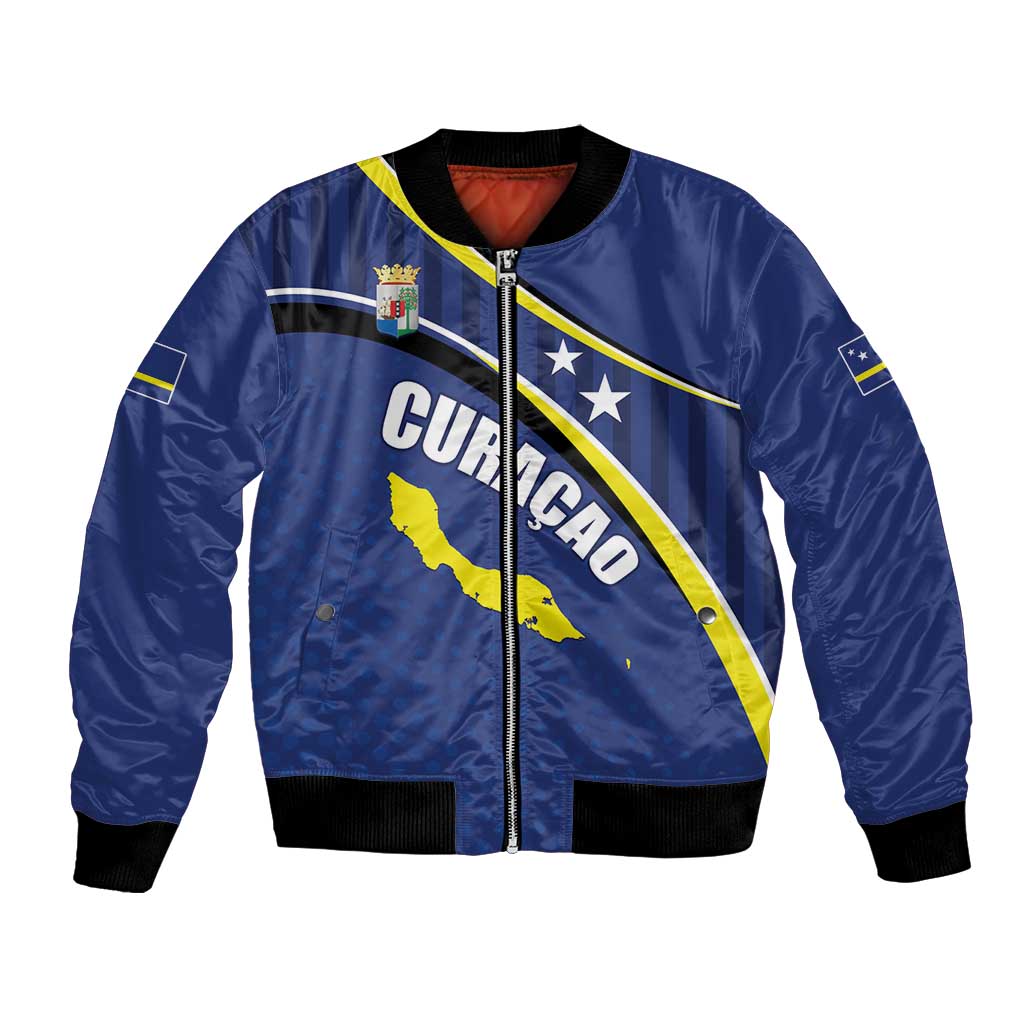 Curacao Flag Day Bomber Jacket Korsou Map Simple Style