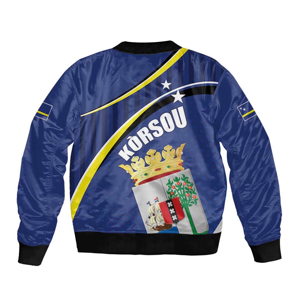 Curacao Flag Day Bomber Jacket Korsou Map Simple Style