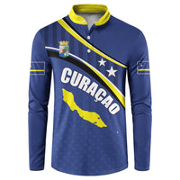 Curacao Flag Day Button Sweatshirt Korsou Map Simple Style