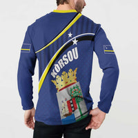 Curacao Flag Day Button Sweatshirt Korsou Map Simple Style