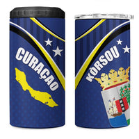 Curacao Flag Day 4 in 1 Can Cooler Tumbler Korsou Map Simple Style
