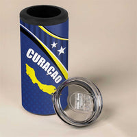 Curacao Flag Day 4 in 1 Can Cooler Tumbler Korsou Map Simple Style