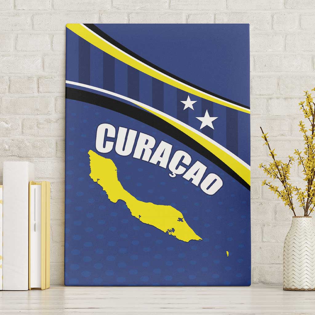 Curacao Flag Day Canvas Wall Art Korsou Map Simple Style
