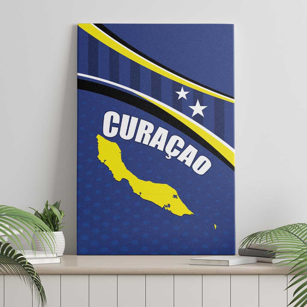 Curacao Flag Day Canvas Wall Art Korsou Map Simple Style