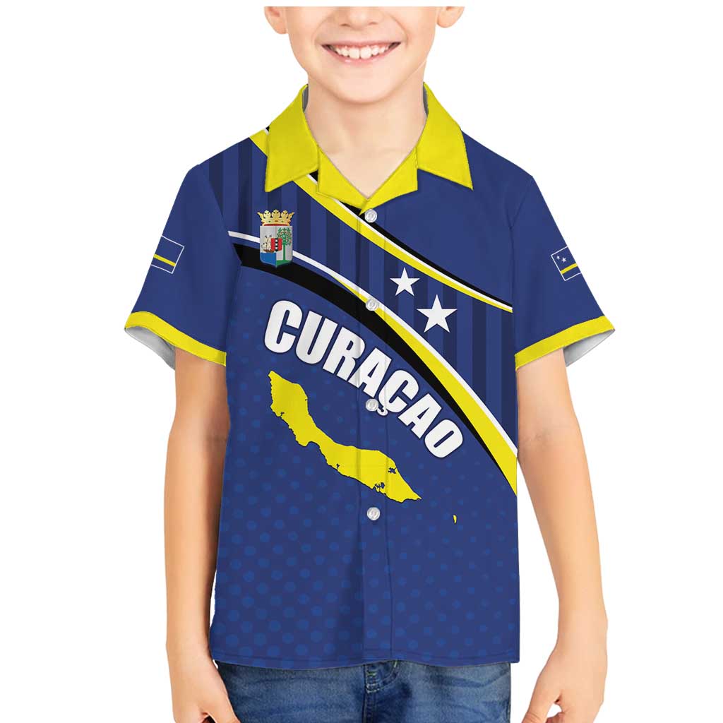 Curacao Flag Day Family Matching Mermaid Dress and Hawaiian Shirt Korsou Map Simple Style