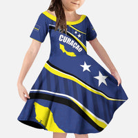 Curacao Flag Day Family Matching Off The Shoulder Long Sleeve Dress and Hawaiian Shirt Korsou Map Simple Style