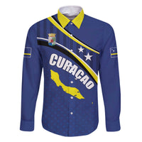 Curacao Flag Day Family Matching Off The Shoulder Long Sleeve Dress and Hawaiian Shirt Korsou Map Simple Style