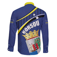Curacao Flag Day Family Matching Off The Shoulder Long Sleeve Dress and Hawaiian Shirt Korsou Map Simple Style