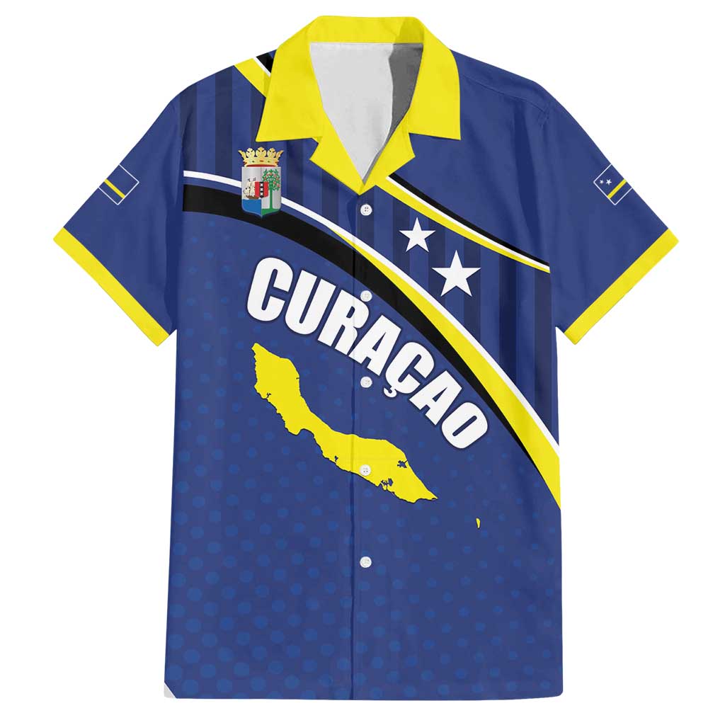 Curacao Flag Day Family Matching Off Shoulder Maxi Dress and Hawaiian Shirt Korsou Map Simple Style