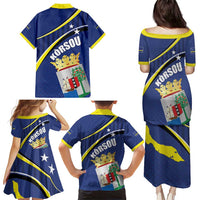 Curacao Flag Day Family Matching Puletasi and Hawaiian Shirt Korsou Map Simple Style