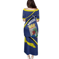 Curacao Flag Day Family Matching Puletasi and Hawaiian Shirt Korsou Map Simple Style