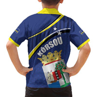 Curacao Flag Day Family Matching Short Sleeve Bodycon Dress and Hawaiian Shirt Korsou Map Simple Style