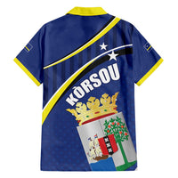 Curacao Flag Day Family Matching Short Sleeve Bodycon Dress and Hawaiian Shirt Korsou Map Simple Style
