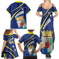 Curacao Flag Day Family Matching Summer Maxi Dress and Hawaiian Shirt Korsou Map Simple Style