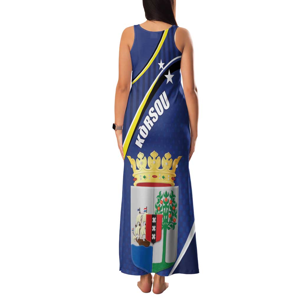 Curacao Flag Day Family Matching Tank Maxi Dress and Hawaiian Shirt Korsou Map Simple Style