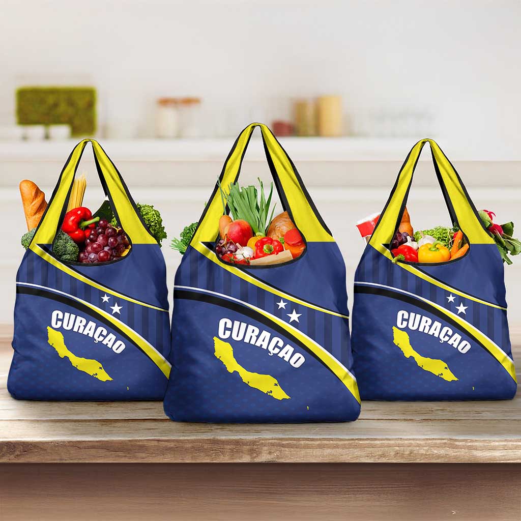 Curacao Flag Day Grocery Bag Korsou Map Simple Style