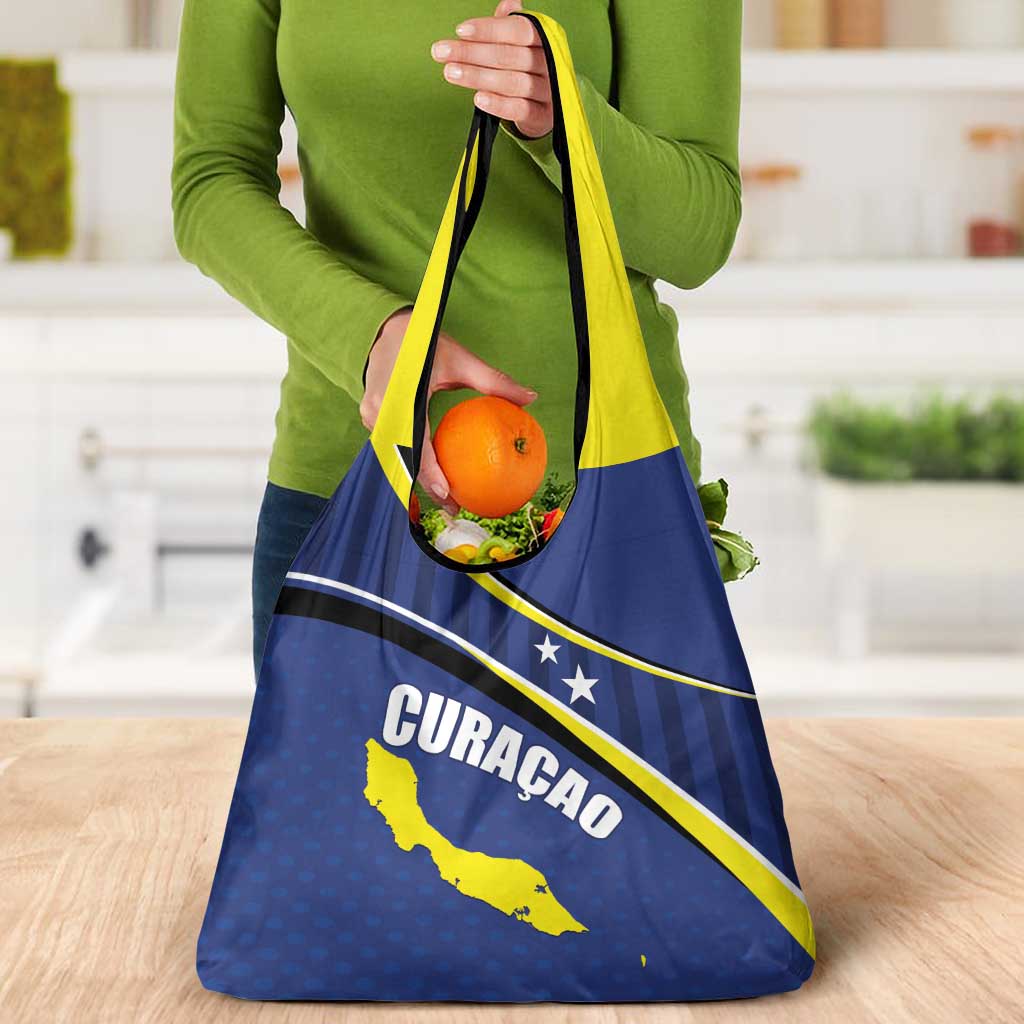 Curacao Flag Day Grocery Bag Korsou Map Simple Style