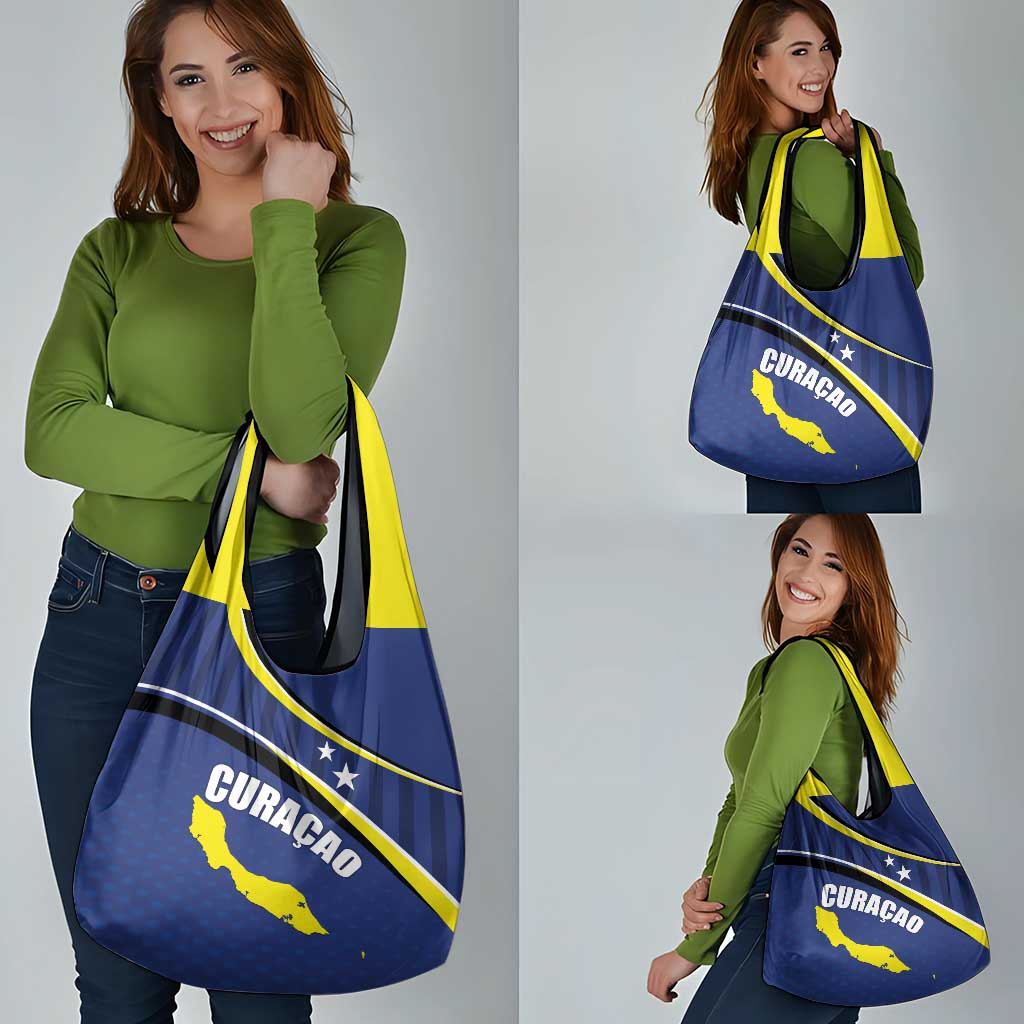 Curacao Flag Day Grocery Bag Korsou Map Simple Style